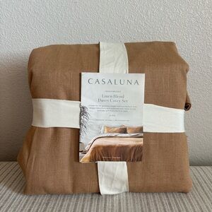 NWT King Heavyweight Linen Blend Duvet Cover & Sham Set Warm Brown - Casaluna
